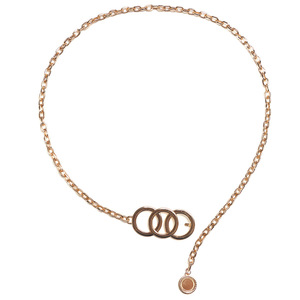 โซ่คาดเอวสีทอง ดีไซน์เรขาคณิตสามวง ทำจากโลหะผสมสังกะสี สำหรับผู้หญิง สวมใส่ได้ทุกวัน - Product Image 5