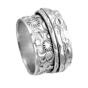 Anillos de Plata con Patrón de Estrella H252, Chapados en Plata 925, Joyería de Moda Unisex, Regalo para Ella y Él, Juego de Anillos Apilables - Product Image 5