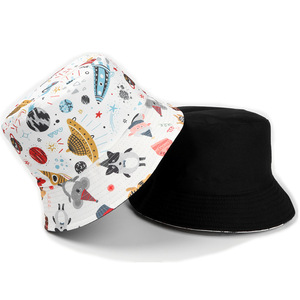 New Space Science <span class=keywords><strong>Fiction</strong></span> Series Pattern Chapeau de pêcheur double face Chapeau seau unisexe - Product Image 1