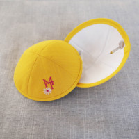 Kippa de mariage, personnalisable, vente en gros, kippa en lin jaune, yarmulke pour Bar Mitzvah, kippa juive quotidienne
