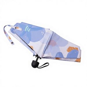 Parapluie capsule ultra-léger et minimaliste, pliable en cinq sections, ouverture manuelle, double usage pluie/soleil, revêtement noir anti-UV, idéal pour les affaires - Product Image 1