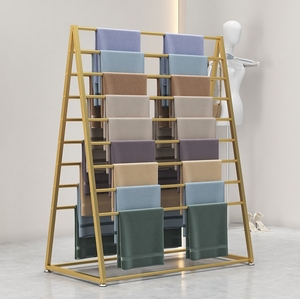 Vải cửa hàng hiển thị Boutique vải cửa hàng khăn Rack hiển thị Vàng chức năng khăn Rack hiển thị - Product Image 3