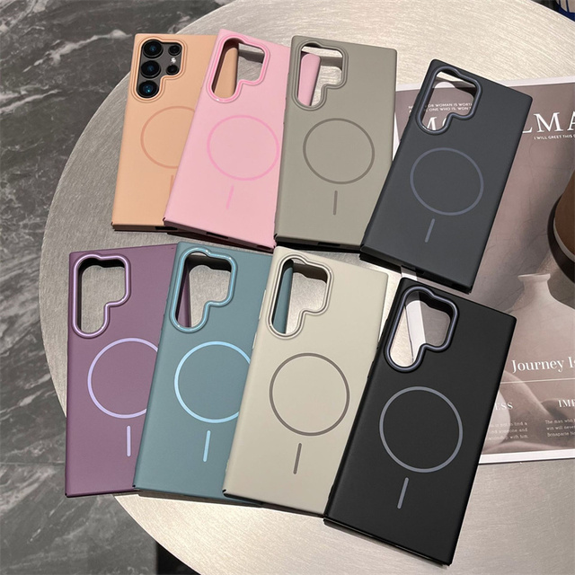 Luxury Matte Magnetic Wireless Charging Phone Case for Samsung S26 Ultra S25 S24 S23 S22 A17 Shockproof Pure Color Mobile Cover