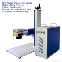 Machine de marquage laser à fibre Raycus 30W 50W, graveur métal couleur 3D avec axe rotatif, certifiée CE