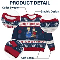Dropshipping - Sweat-shirt unisexe personnalisé avec effet 3D - Famille adorable avec enfants et chiens - Style de Noël - Sweat-shirt sport pour femmes