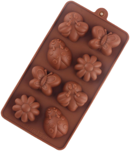 8-Cavity Insect Silicone <b>Chocolate</b> Molds – Bee Ladybug Butterfly & Flower Shapes for Baking Candy Soap Candles Resin Craft - Product Image 1