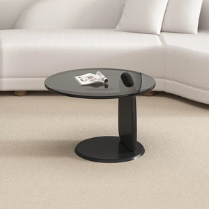 Wabi-Sabi Style Modern Minimalist <strong>Coffee</strong> <strong>Table</strong> Set Creative Design Living Room Premium Round Black <strong>Glass</strong> Tea <strong>Table</strong> Combination - Product Image 5