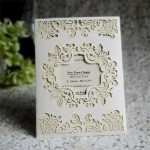 Tarjetas de invitación de boda con corte láser hueco, papel para boda, compromiso, cumpleaños dulce