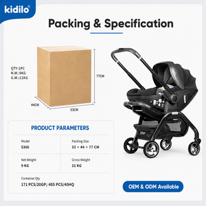 <span class=keywords><strong>Poussette</strong></span> pliable 3 en 1 Kidilo avec siège auto pour bébé, châssis en alliage d'aluminium pour une utilisation familiale en extérieur, OEM ODM - Product Image 6