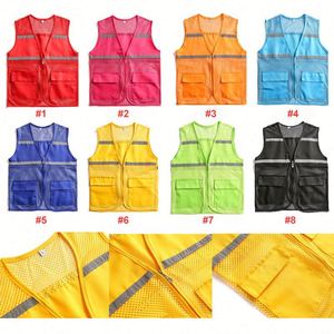 Promotional Custom Reflective With Logo for <b>Construction</b> Engineering <b>Clothes</b> Multi-Pocket Zipper <b>Work</b> Safety Vest - Product Image 2
