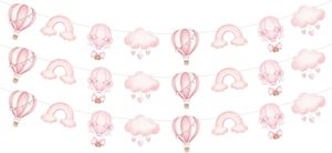 Lot de 3 guirlandes décoratives pour fête à thème montgolfière <span class=keywords><strong>rose</strong></span>, idéales pour les filles, style vintage, aventure mondiale - Product Image 2