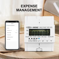 Compteur d'énergie intelligent WiFi Tuya TOMZN 2 phases 110V+110V 60Hz 80A sur rail DIN, moniteur de consommation électrique, compteur kWh, wattmètre