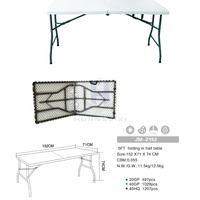 Portable 5ft rectangulaire extérieur en plastique Table à manger facile à transporter pour jardin Patio piscine fête de mariage Camping événements