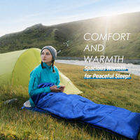 Sac de couchage en coton avec capuche pour adulte, en polyester solide, chaud, résistant au froid, compact, pour le camping en plein air, les voyages en voiture et en intérieur