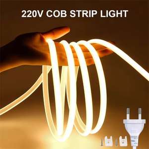 Bande <span class=keywords><strong>LED</strong></span> COB 10W/m Flexible Haute Densité Lumière Uniforme CRI 90+ Largeur 8mm <span class=keywords><strong>Ruban</strong></span> <span class=keywords><strong>LED</strong></span> 296 <span class=keywords><strong>LED</strong></span> Bande <span class=keywords><strong>LED</strong></span> 110V <span class=keywords><strong>220V</strong></span> pour Décoration Intérieure - Product Image 4