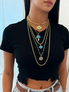 थोक 18k सोने की प्लेटेड गुलाबी मशरूम चारम्स स्क्वायर क्रिस्टल जिरकॉन और मां मोती डाई तांबे के गहने - Product Image 3