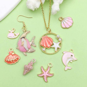 ชุดจี้โลหะผสมธีมมหาสมุทรสีชมพู ชุดเครื่องประดับ DIY สำหรับฤดูร้อน ลายสัตว์ทะเล สำหรับทำสร้อยข้อมือและเครื่องประดับ - Product Image 4