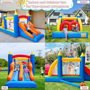 Casa de Juegos Inflable Resistente para Niños, con Toboganes Dobles, Túneles para Gatear, Escalada, Obstáculos y Zona de Saltos - Product Image 5