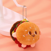 Porte-clés en peluche mignon et moelleux en forme de nourriture simulée (burger, frites, pain) pour filles - Vente en gros
