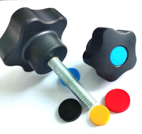 Bouton étoile de serrage en plastique noir avec trou traversant, filetage OD40*M8 ou 1/4-20
