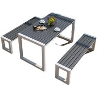 Ensemble table et chaises de salle à manger en fer pour cour, parc, balcon, restaurant décontracté, table à thé longue, imperméable, résistant aux UV