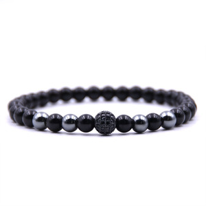 <span class=keywords><strong>Pulsera</strong></span> de cuentas de ágata de ónix negro Natural, 6mm, bolas de cristal de 8MM, difusor de aceite esencial, aromaterapia, Ideal para antiestrés - Product Image 4