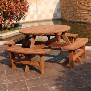 Tích hợp thiết kế ngoài trời khách sạn bãi biển Patio Dã Ngoại gỗ làm vòng bàn ăn và băng ghế - Product Image 4