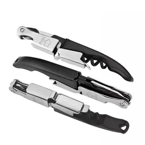 Stylish and Functional Heavy Duty Hinges Wine Key Bottle Opener, All in One Double Hinged Waiter's Corkscrew