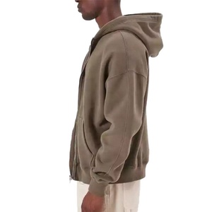 Factory Custom Men's <b>Jackets</b> Long Hoodie High Quality Cotton Fleece <b>Jacket</b> Full <b>Zipper</b> Blank Plain Hoody <b>Jacket</b> for Men - Product Image 4