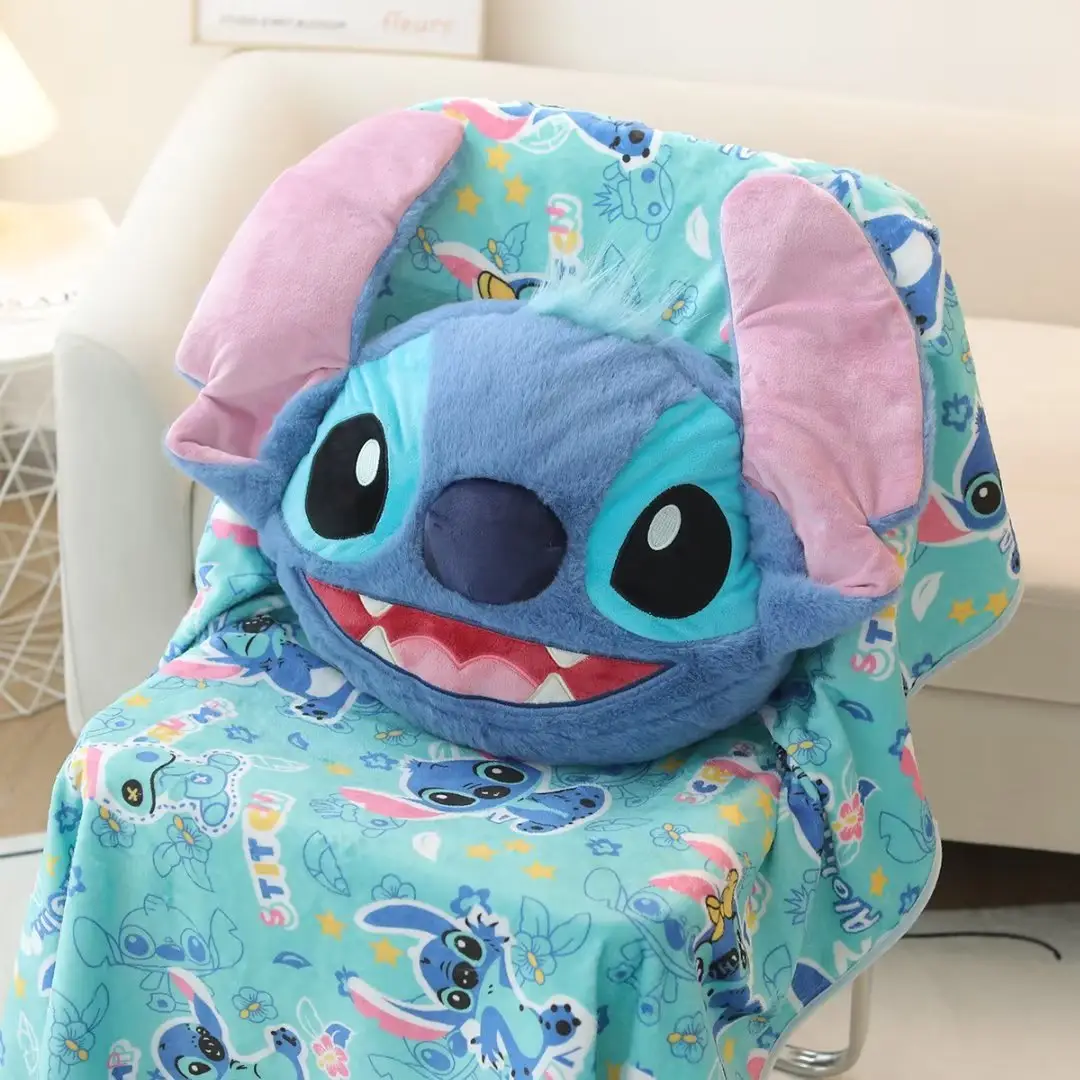 Kawaii Stitch Deken En Kussen Cartoon Anime Pop Met Zacht Katoen Pluche Speelgoed En Pp Vulling Dutje Deken Voor Kind Verjaardagscadeau