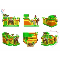 Château gonflable commercial avec toboggan, thème jungle, château gonflable extérieur, château gonflable animalier safari pour enfants