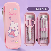 Trousse à crayons double couche mignonne pour enfants, motif dessin animé