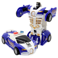 Mainan Mobil Robot Deformasi Satu Tombol yang Lucu Model Kendaraan Polisi Bugatti Anak-anak 4 Warna Mainan Edukatif untuk Anak-anak