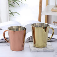 Tasse à café et à bière portable en acier inoxydable de 300 ml pour le camping en plein air, voyage, à double paroi avec poignée