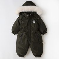 Combinaison de ski tout-en-un pour bébé Hiver 2026 avec capuche amovible en polyester et nylon pour enfant
