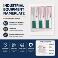 Placa de Identificación Personalizada para PC, Etiqueta Adhesiva de Policarbonato de Grado Industrial para Identificación de Equipos, Suministro al por Mayor OEM