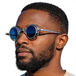 Gafas de Sol Redondas con Montura Completa, Diseño Europeo Americano 2026, Monturas Desmontables, Patillas Metálicas para Hombre, Diseño Elegante de Alta Gama - Product Image 1