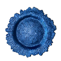 Vente en gros de 13 pouces flocon de neige de mariage et de fête sous les assiettes assiette de présentation en plastique Royal Blue Reef