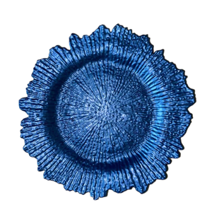 Wholesale 13 Inch Wedding And Party Snowflake Under Plates Royal Blue Reef Plastic Charger Plates