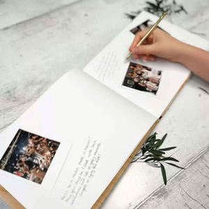 Livre d'or en bois vierge avec logo personnalisé, style rustique nordique, pour mariages et Saint-Valentin, vente en gros fabricant - Product Image 3