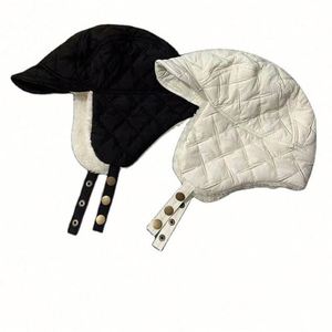 Fashion White Bomber <b>Hat</b> Women Winter Warm Cotton Cap Ear protection Flight Cap Winter <b>Hats</b> With Ear Protection - Product Image 3