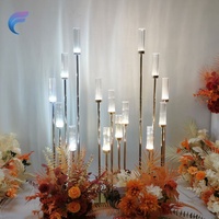Décoration de mariage, porte-bougie en fer doré et acrylique pour les événements de mariage, marque Naisijie, modèle NSJ027