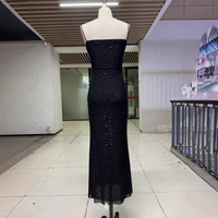 Robe de soirée d'hiver noire à strass, luxueuse et haut de gamme, longue et sexy, qui flattera la silhouette, idéale pour les banquets et les anniversaires
