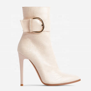 Chaussures élégantes à talons hauts pour l'hiver, bottines à boucle tendance, fermeture éclair latérale noire pour femmes, grande taille 43 - Product Image 6