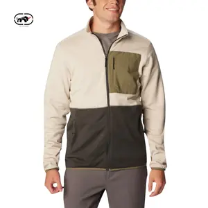 OEM High Quality Custom Logo Zip Up Fleece Jacket Splicing Sherpa Fleece Mens Jacket