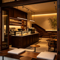 Meuble de bar à café en bois massif sur mesure de luxe / design d'intérieur haut de gamme