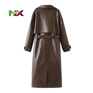 Cappotto Lungo Elegante da <span class=keywords><strong>Donna</strong></span> in Ecopelle con Doppio Petto e Bottoni Frontali, Traspirante ed Ecologico - Product Image 3