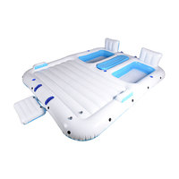 Flotteur de piscine de plage gonflable en PVC 4 personnes personnalisé plate-forme de quai d'île flottante pour les fêtes sur l'eau avec salon à l'extérieur
