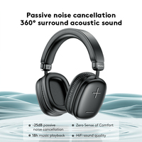 Casque sans fil supra-auriculaire AT6 noir pour Bluetooth 5.3 - Étanche IPX4 jusqu'à 20 heures d'autonomie, double mode pour le gaming et les voyages