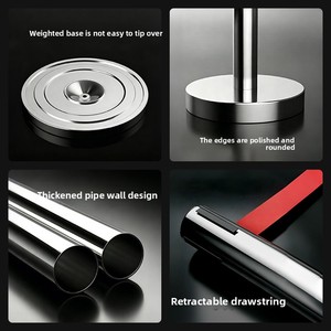 Barrière de sécurité rétractable en acier inoxydable de 1 m, remplissable d'eau, avec poteau d'avertissement pour banque et système de fixation rapide - Product Image 5